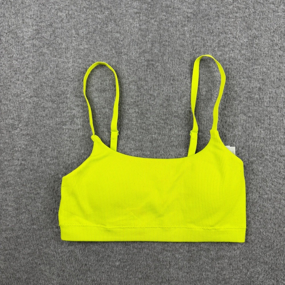 Aerie Real Good Ribbed Bralette Neon‎ Lime Green Adjustable Straps Small/Petite